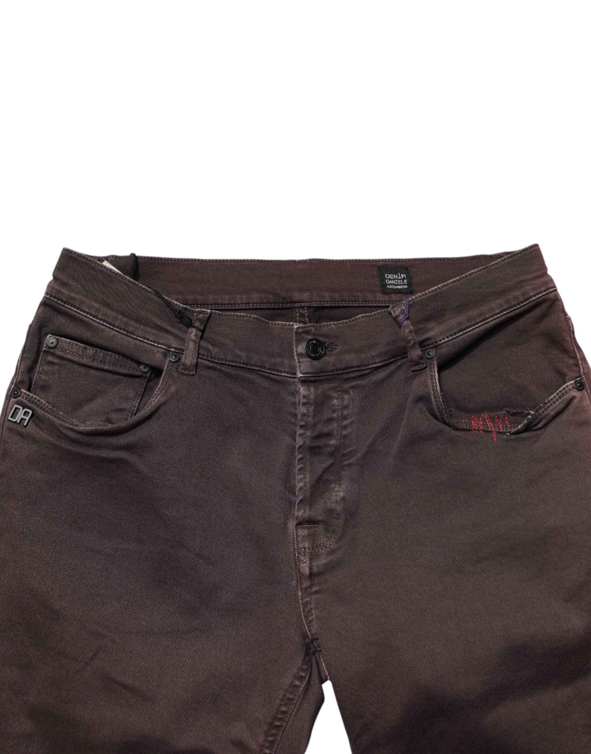Daniele Alessandrini Brown Cotton Mid Waist Skinny Men Denim Jeans