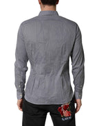 Domenico Tagliente Gray Patterned Long Sleeves Dress Shirt