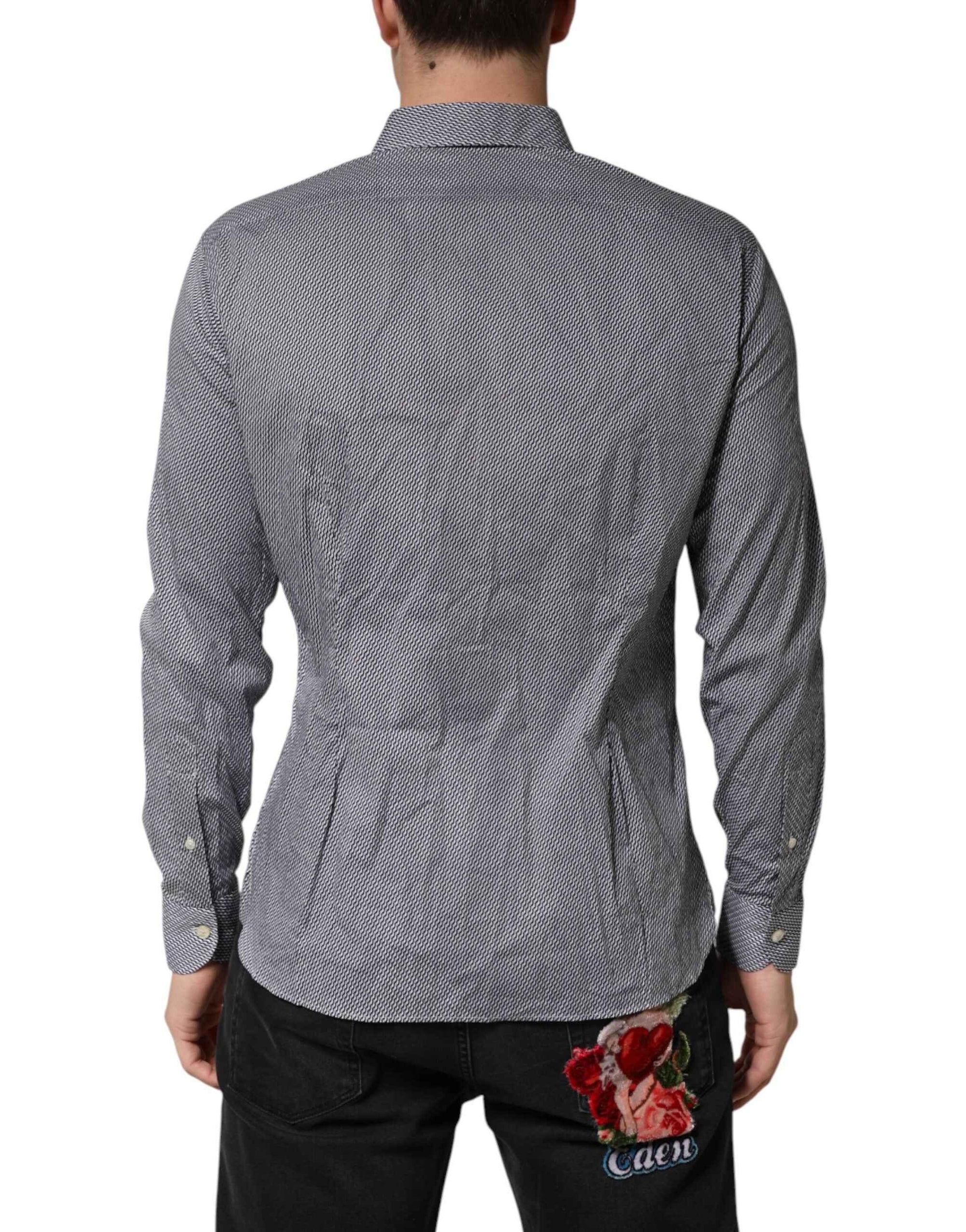 Domenico Tagliente Gray Patterned Long Sleeves Dress Shirt