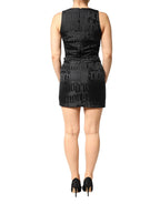 John Richmond Black Jacquard Deep V-neck Sleeveless 2 Pc Dress