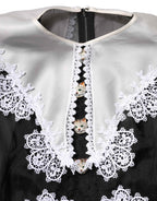Dolce & Gabbana Black White Silk Macrame Lace Midi Dress
