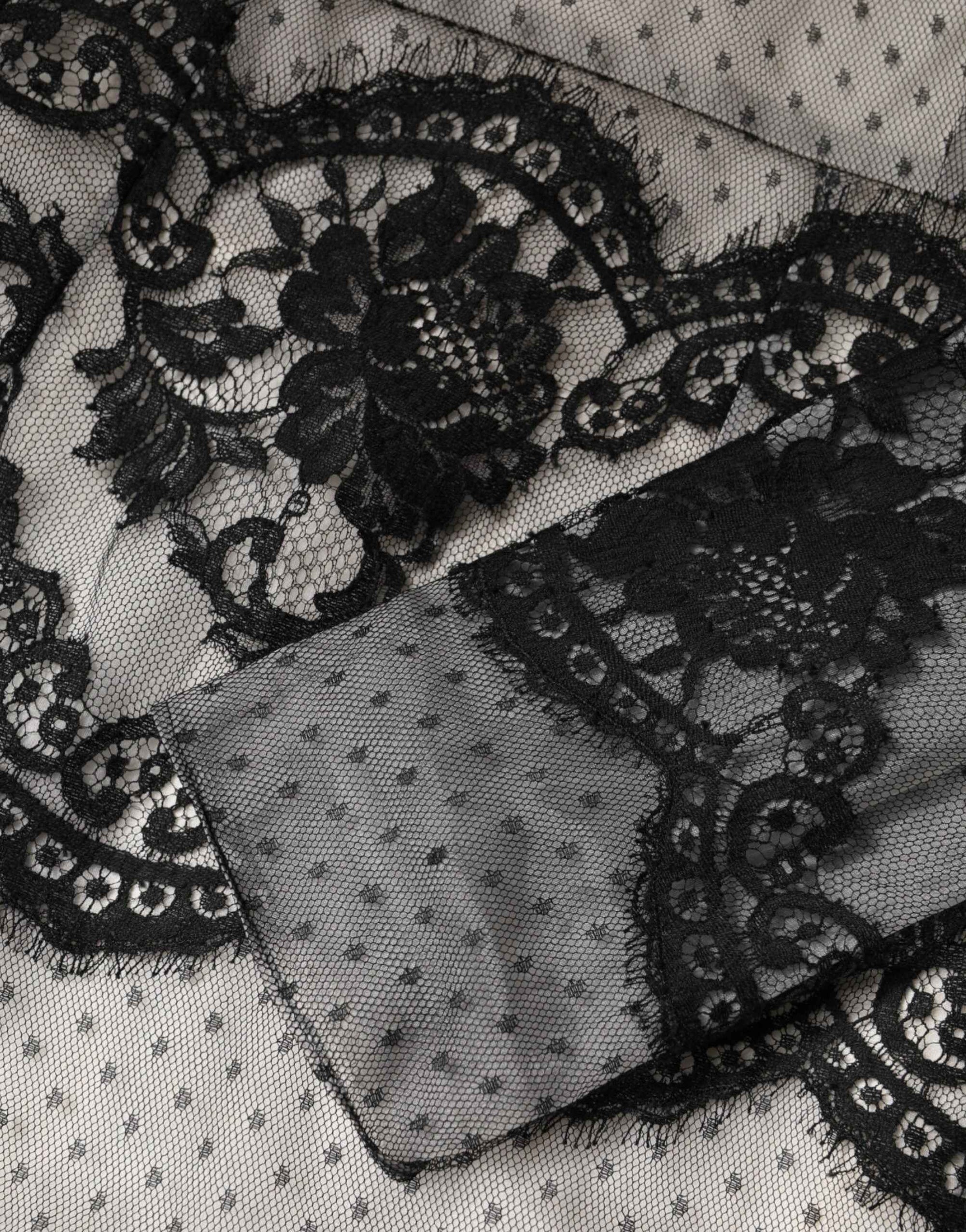 Dolce & Gabbana Black White Lace Silk Blend MaxiSheath Dress