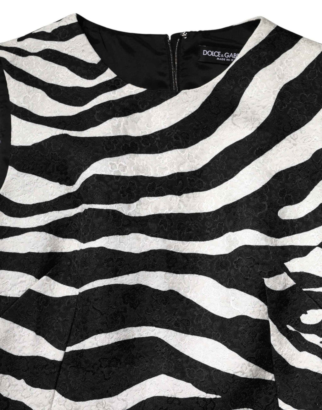Dolce & Gabbana Black White Zebra Sleeveless A-line Dress