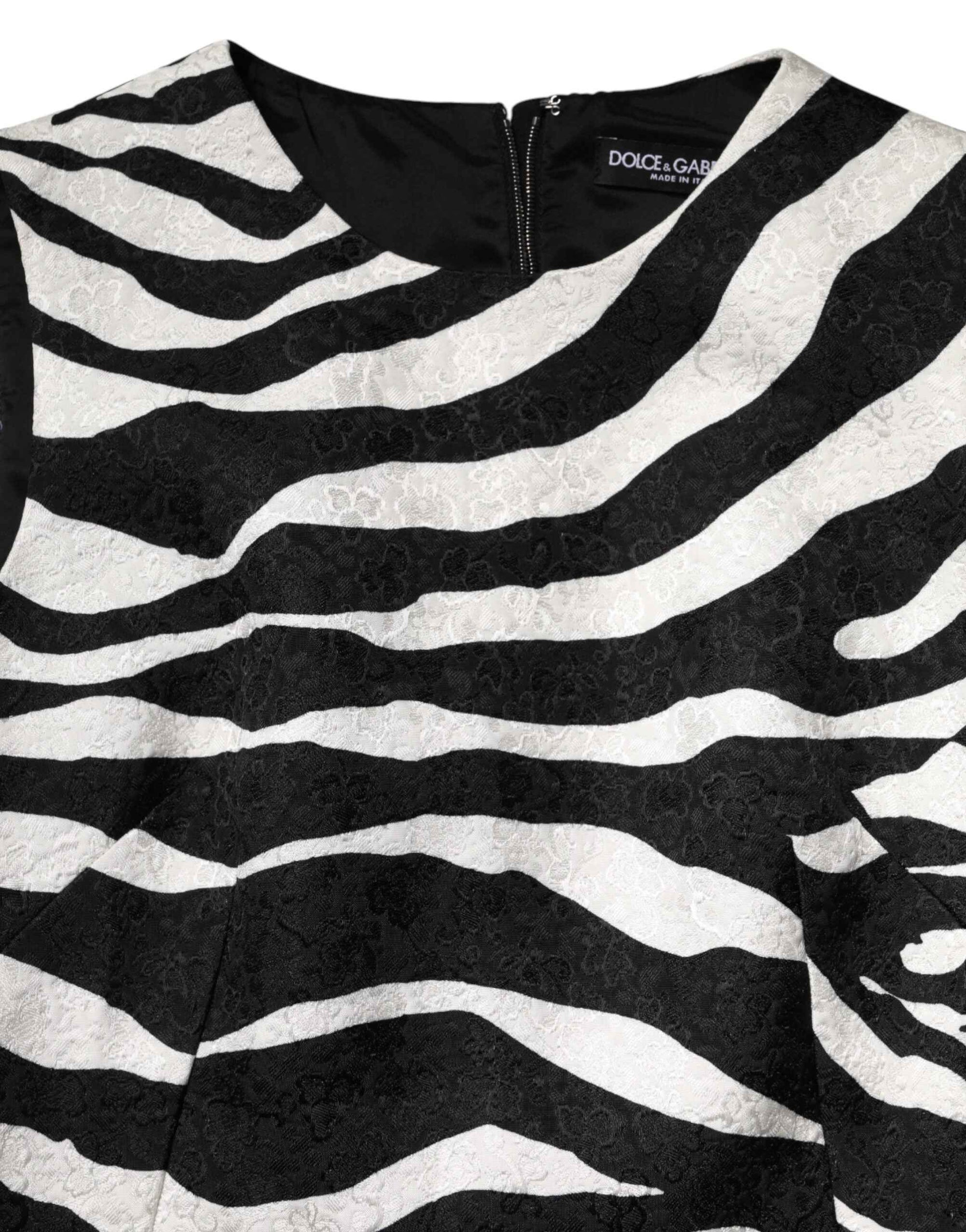 Dolce & Gabbana Black White Zebra Sleeveless A-line Dress