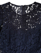 Dolce & Gabbana Blue Lace Ruffle A-line Knee Length Dress