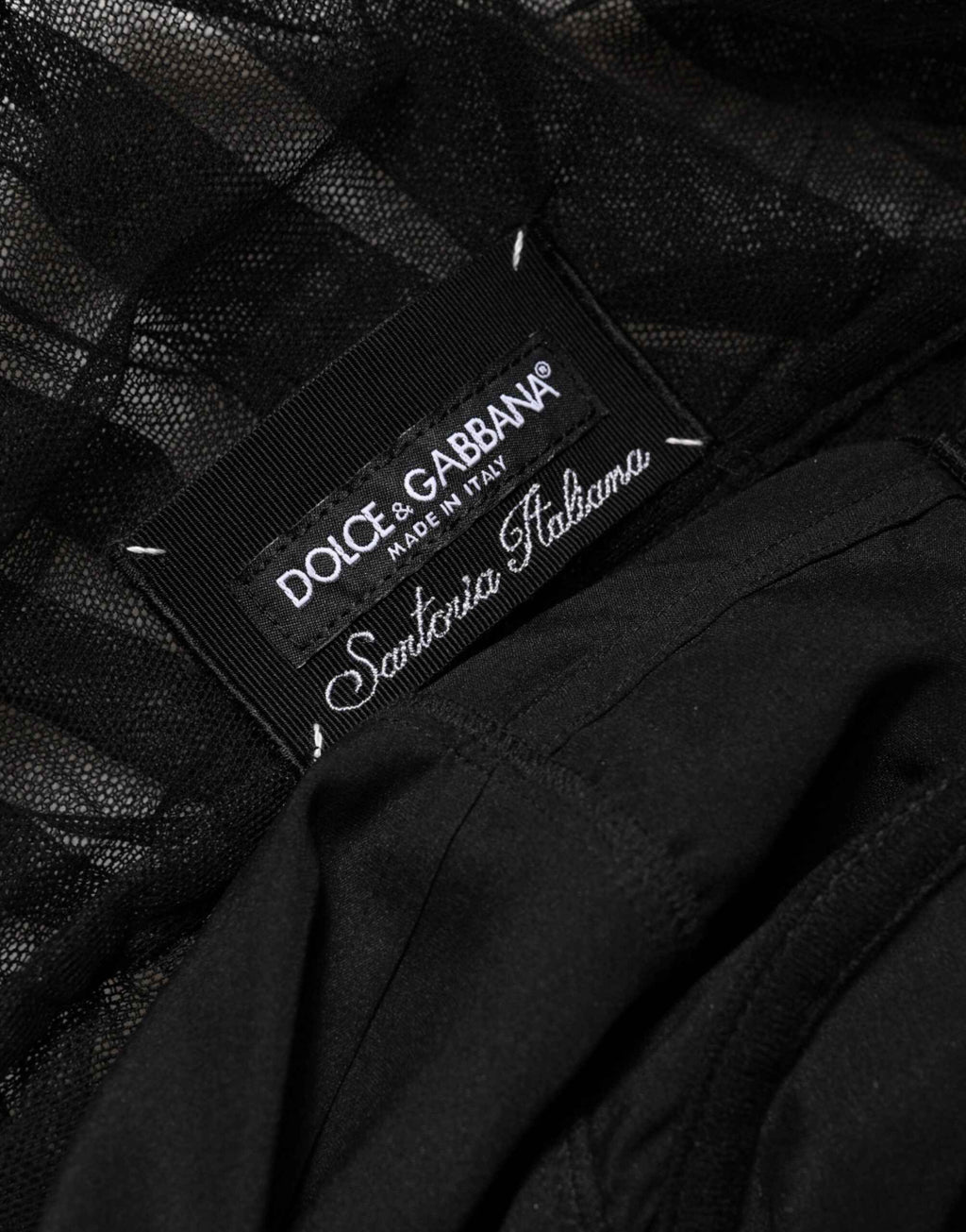 Dolce & Gabbana Black V-Neck Ruched Lace Hem Midi Dress