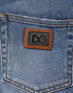 Dolce & Gabbana Blue Washed Cotton Skinny Denim Trouser Jeans