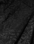 Dolce & Gabbana Black Floral Brocade High Waisted Trouser Pants