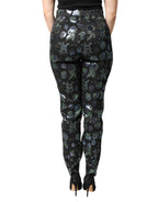 Dolce & Gabbana BlueGreen Floral Metallic Slim Trouser Pants