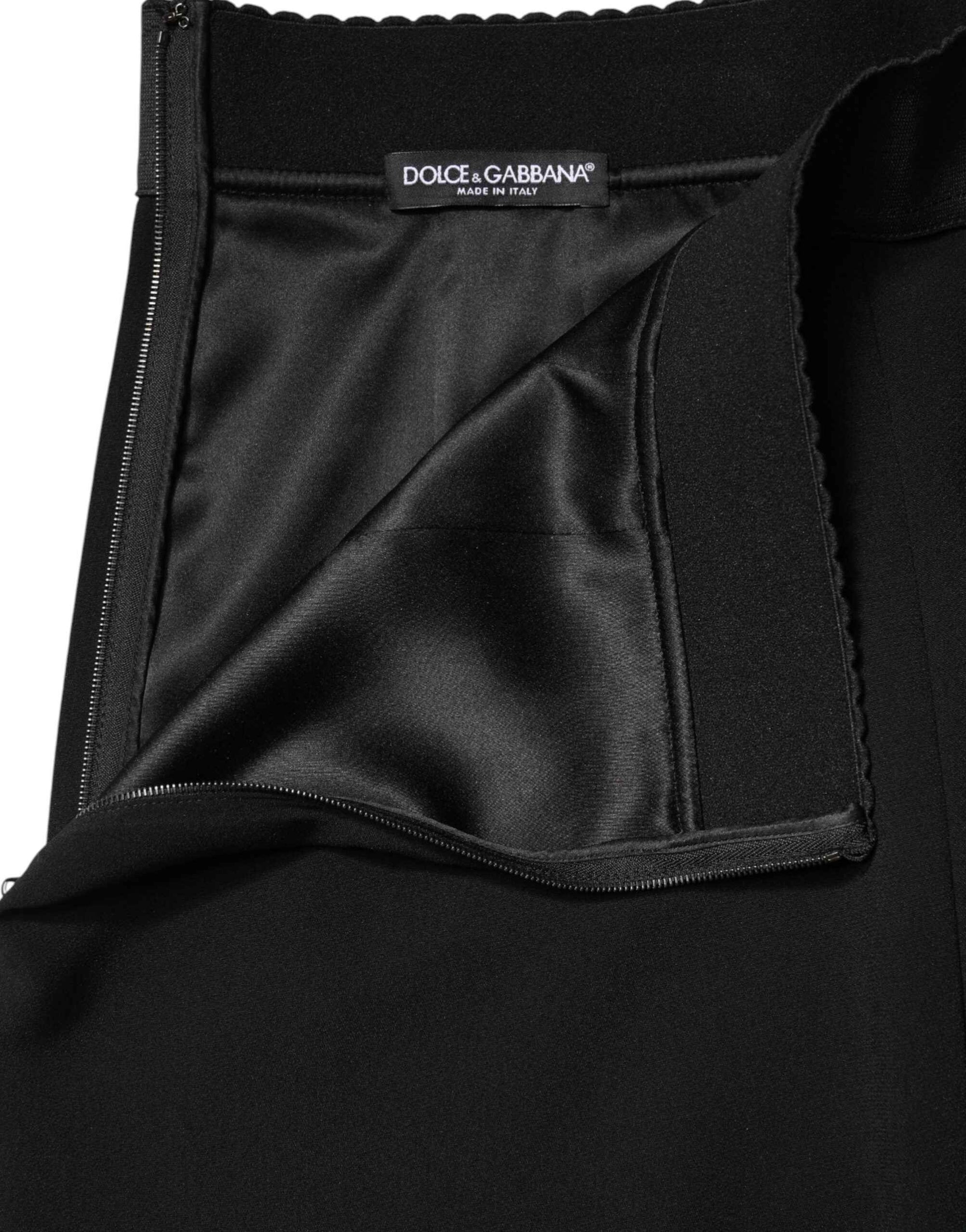 Dolce & Gabbana Black Mid Waist A-line Knee Length Skirt
