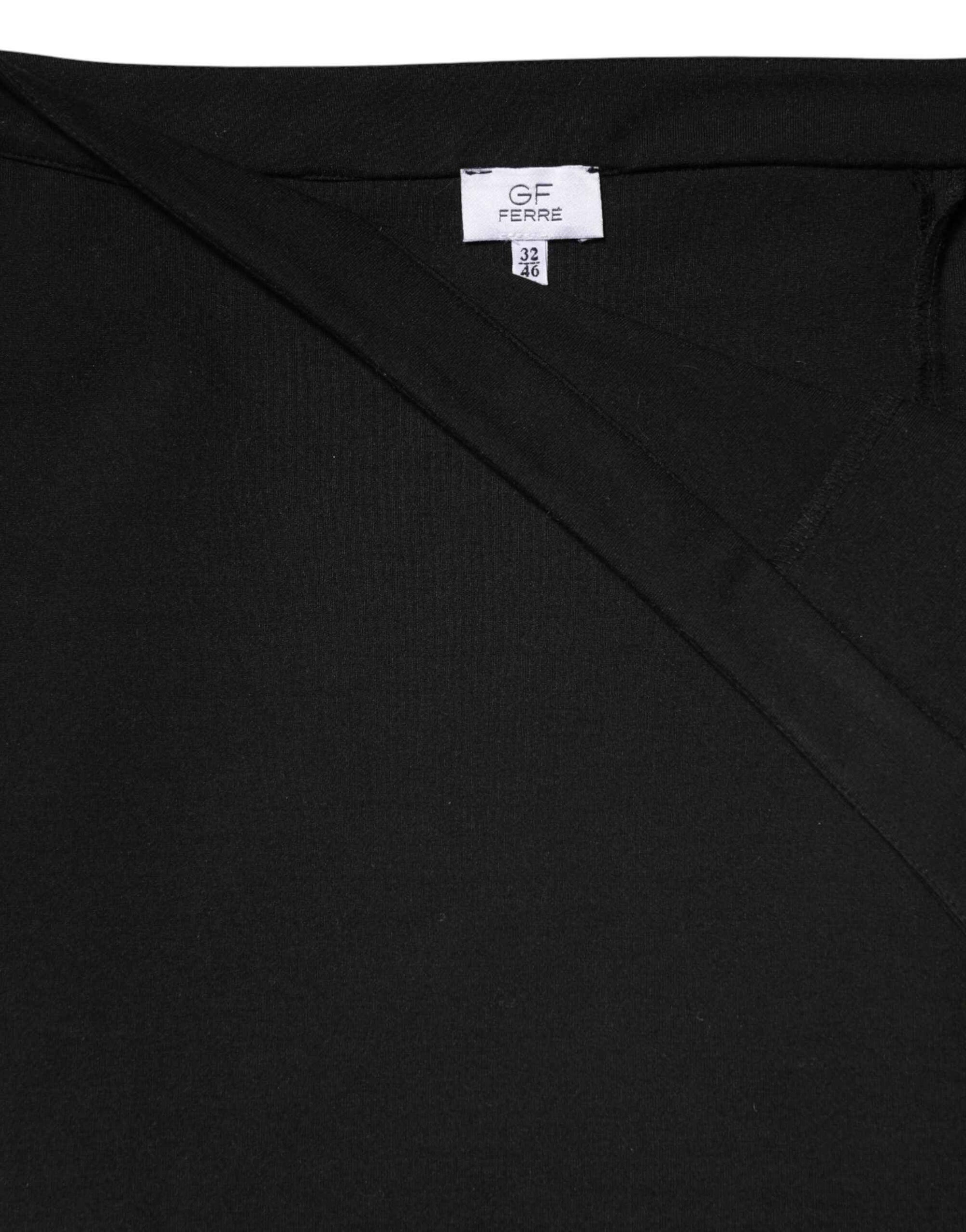 GF Ferre Black Polyester Pencil Cut Knee Length Women Skirt
