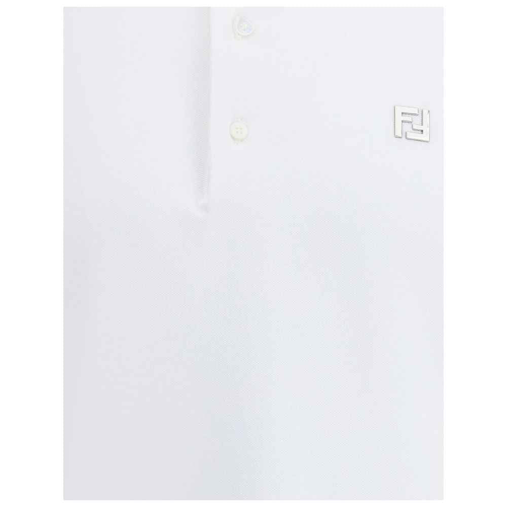 Fendi White Cotton Polo Shirt