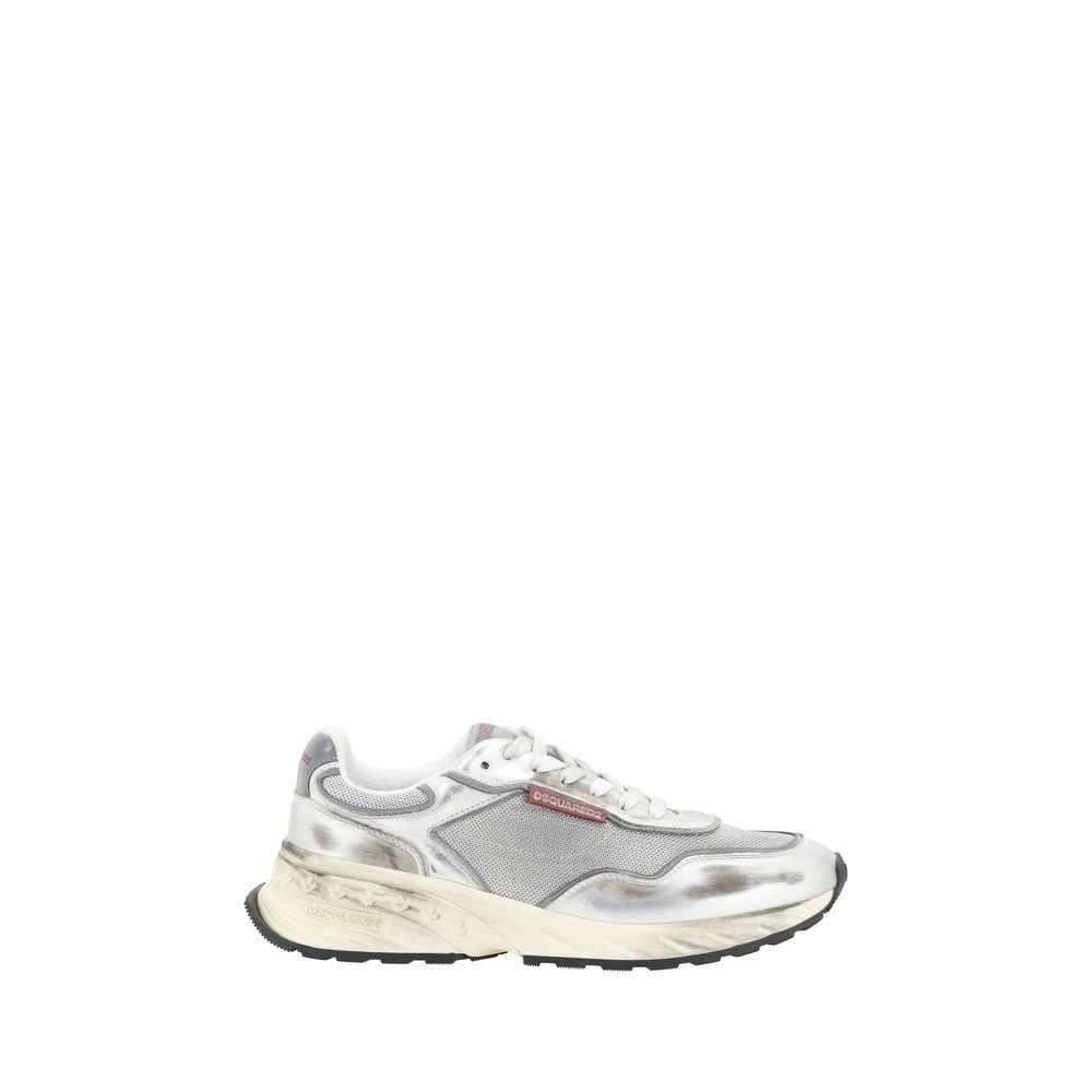 Dsquared² White Calf Leather Bos Taurus Athletic Sneakers