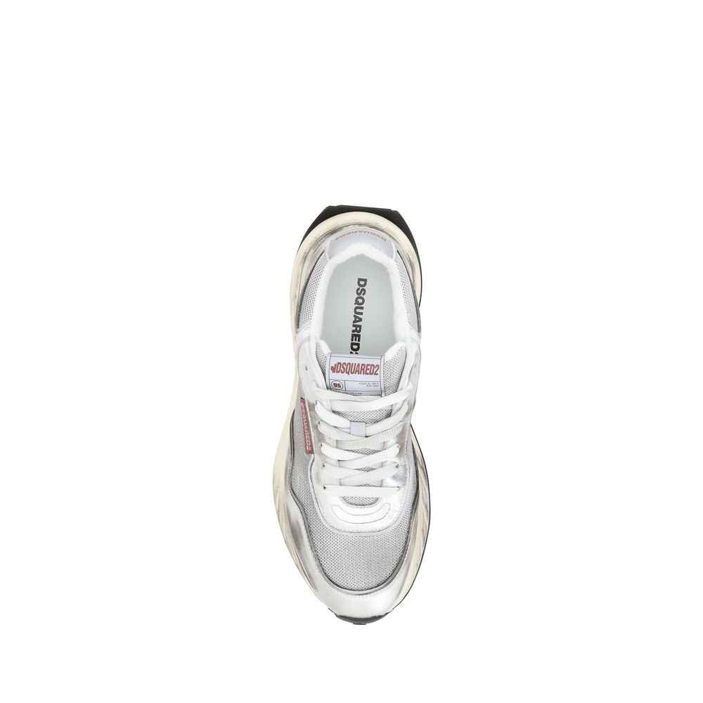 Dsquared² White Calf Leather Bos Taurus Athletic Sneakers