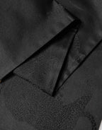 Dolce & Gabbana Black Satin Silk Fringes Neck Foulard Scarf