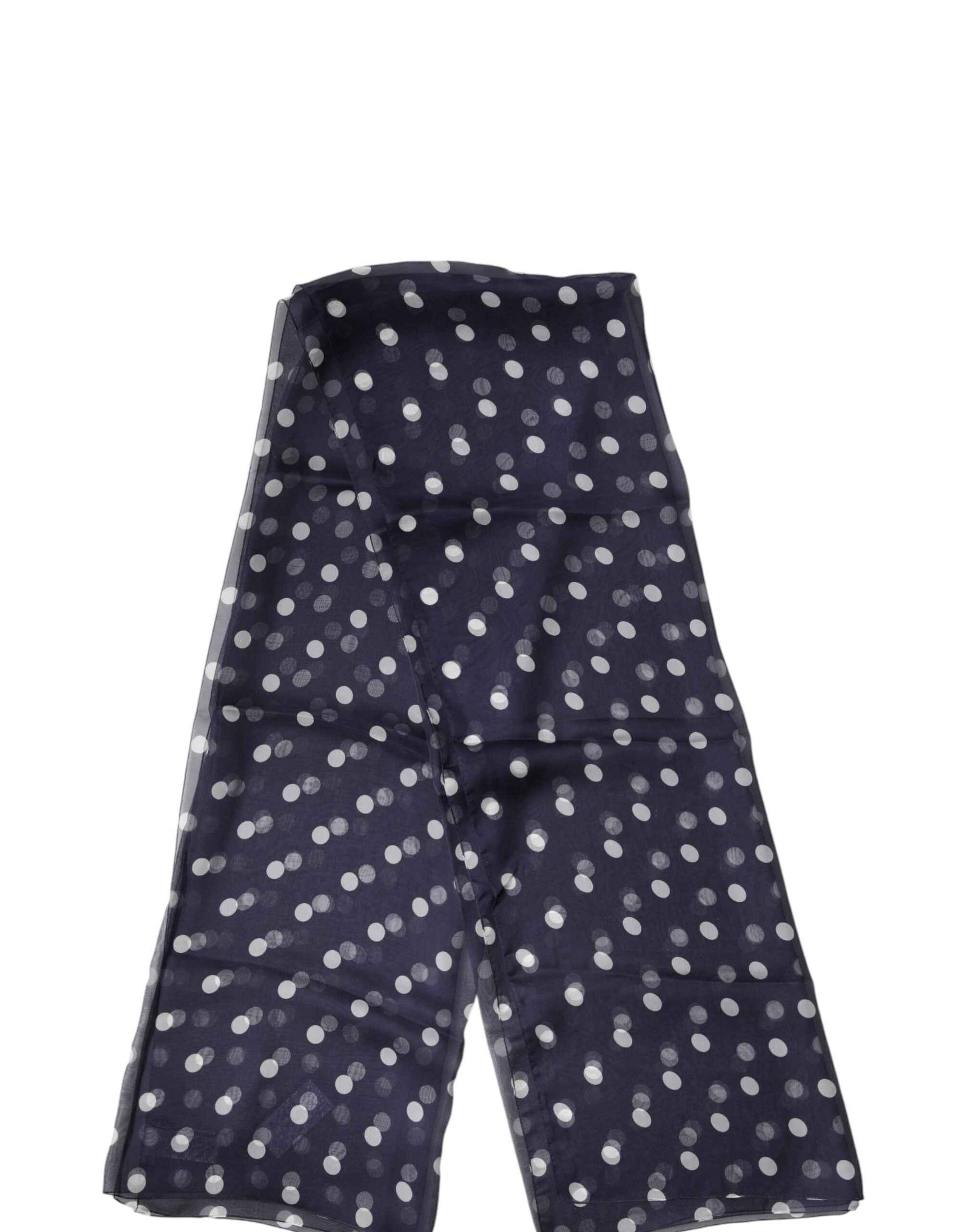 Dolce & Gabbana Blue Polka Dot Silk Neck Wrap Shawl 205cm x 132cm Scarf