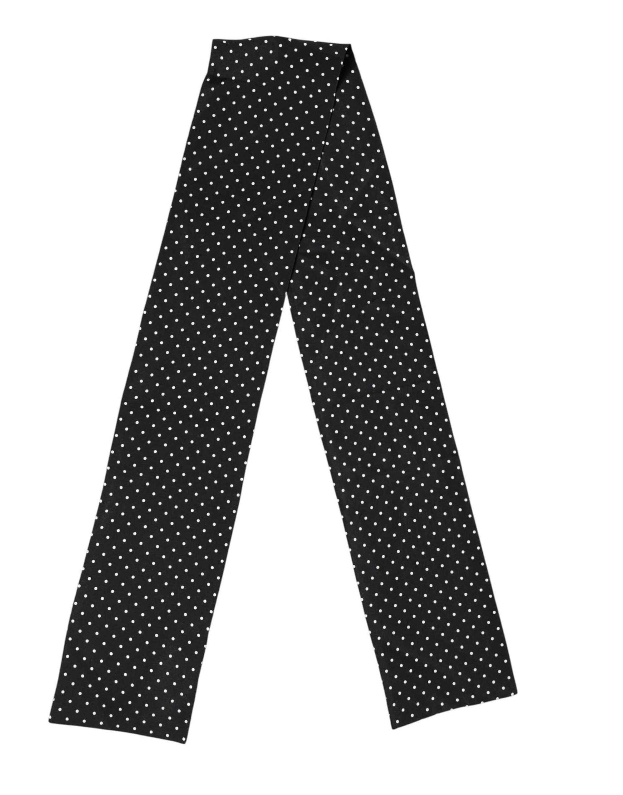 Dolce & Gabbana Black Polka Dot Neck Wrap Foulard 133.5cm x 12.5cm Scarf