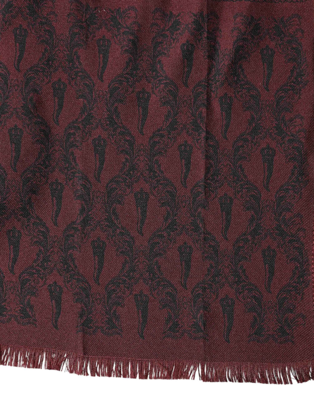Dolce & Gabbana Maroon Patterned Silk Wrap Foulard Men 133cm x 22cm Scarf