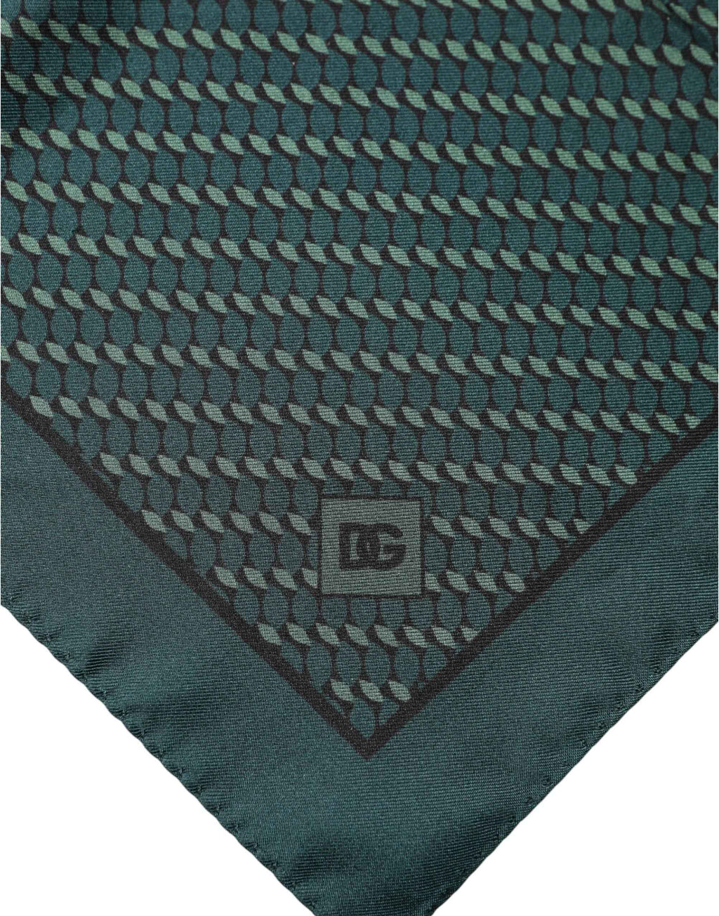 Dolce & Gabbana Dark Green Silk Patterned Handkerchief 32cm x 31cm Scarf