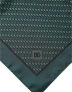 Dolce & Gabbana Dark Green Silk Patterned Handkerchief 32cm x 31cm Scarf
