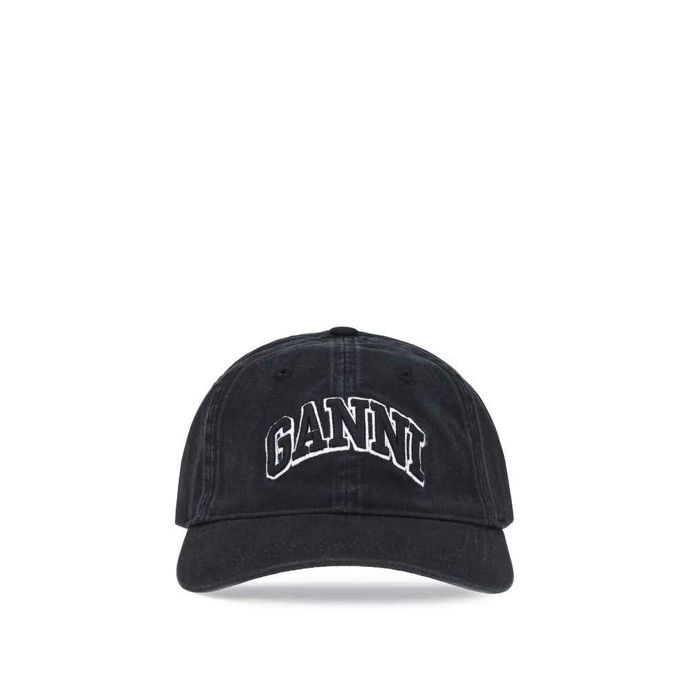 Ganni Black Cotton Cap (Baseball Hat)