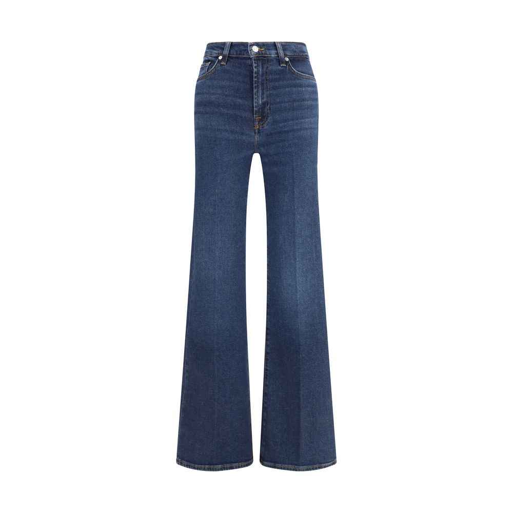 7FOR Blue Cotton Flared Jeans