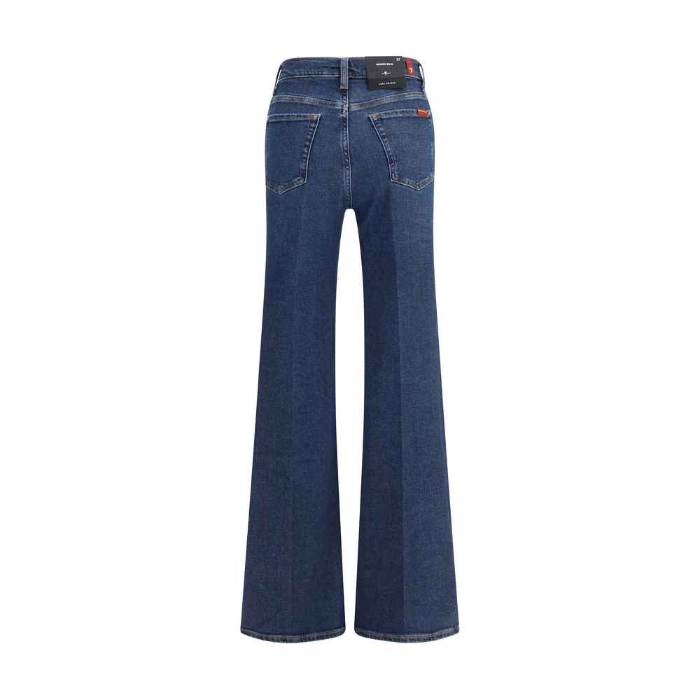 7FOR Blue Cotton Flared Jeans