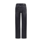 7FOR Black Cotton Straight-Leg Jeans