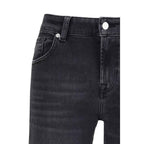 7FOR Black Cotton Straight-Leg Jeans