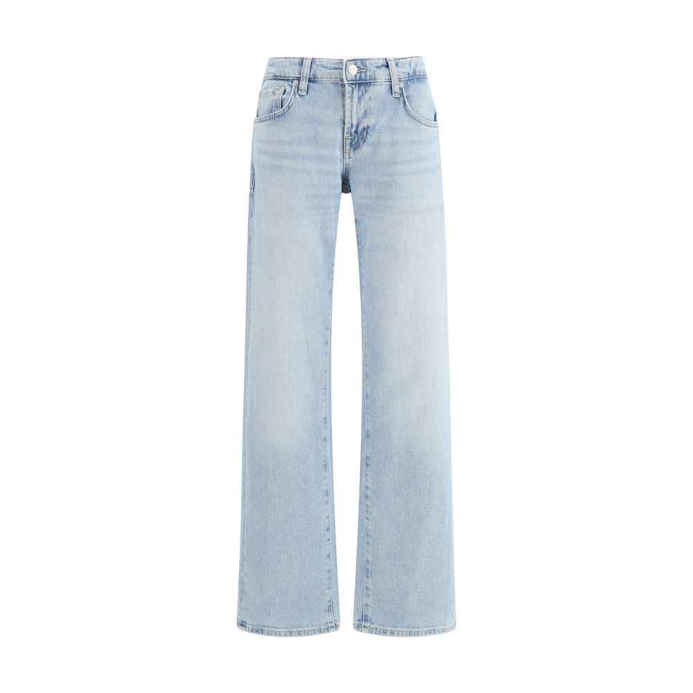 7FOR Light Blue Cotton Straight-Leg Jeans