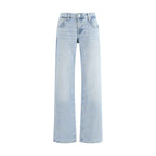 7FOR Light Blue Cotton Straight-Leg Jeans