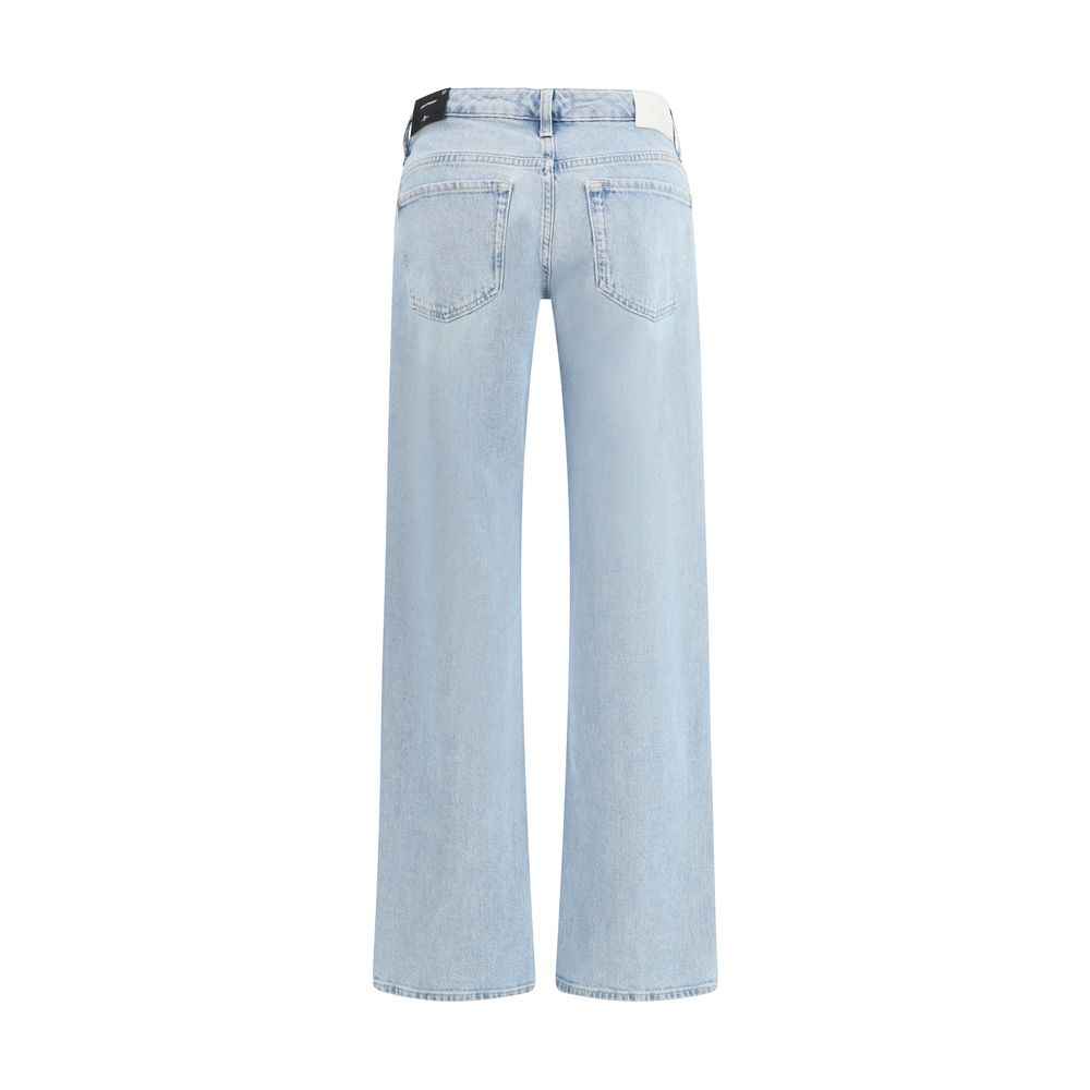 7FOR Light Blue Cotton Straight-Leg Jeans