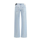 7FOR Light Blue Cotton Straight-Leg Jeans
