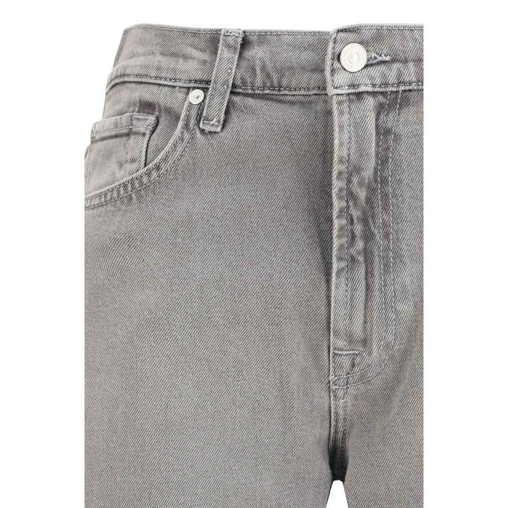 7FOR Gray Cotton Relaxed Fit Jeans