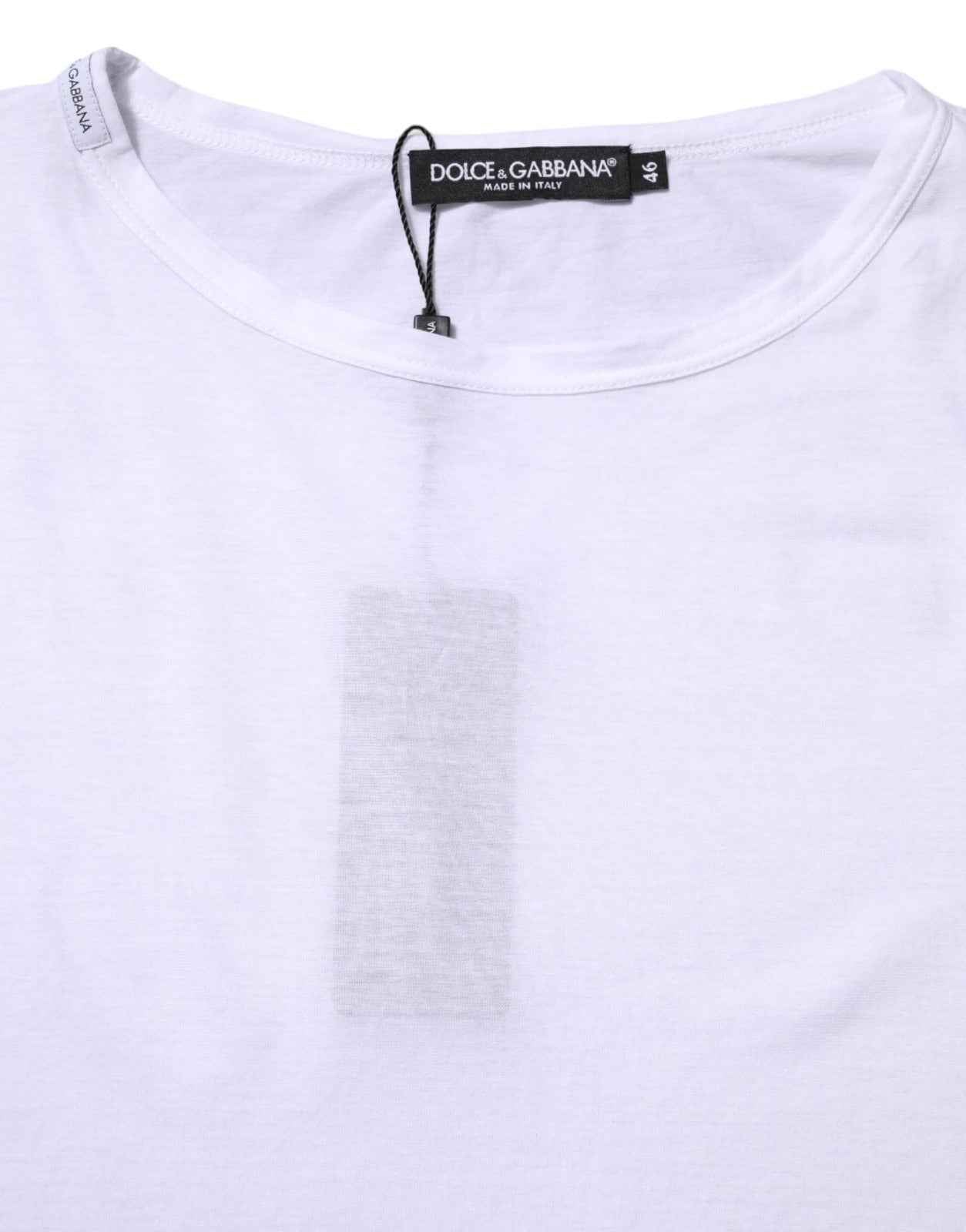 Dolce & Gabbana White Cotton Crew Neck Short Sleeves T-shirt