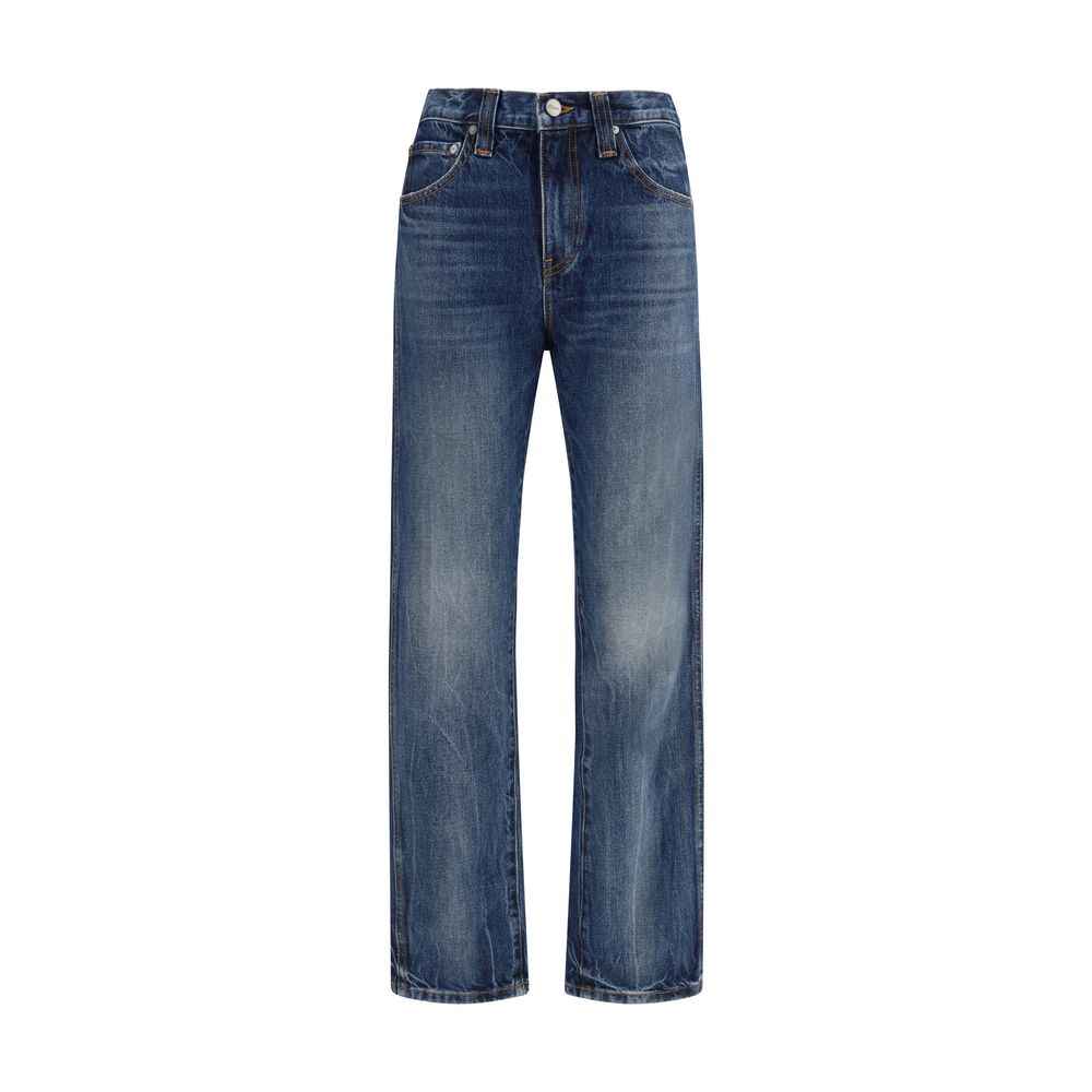 Khaite Blue Cotton High-Waisted Jean