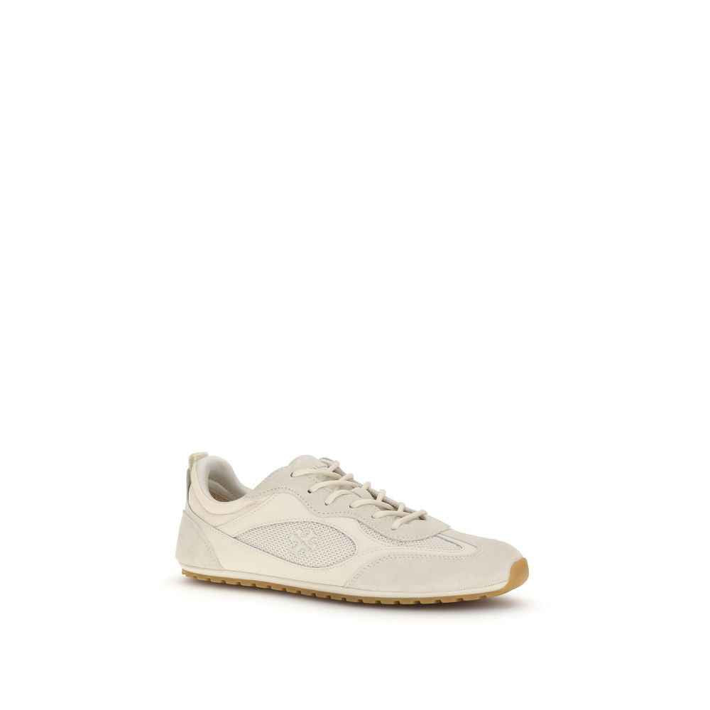 Tory Burch Cream Calf Leather Bos Taurus Low Top Sneakers