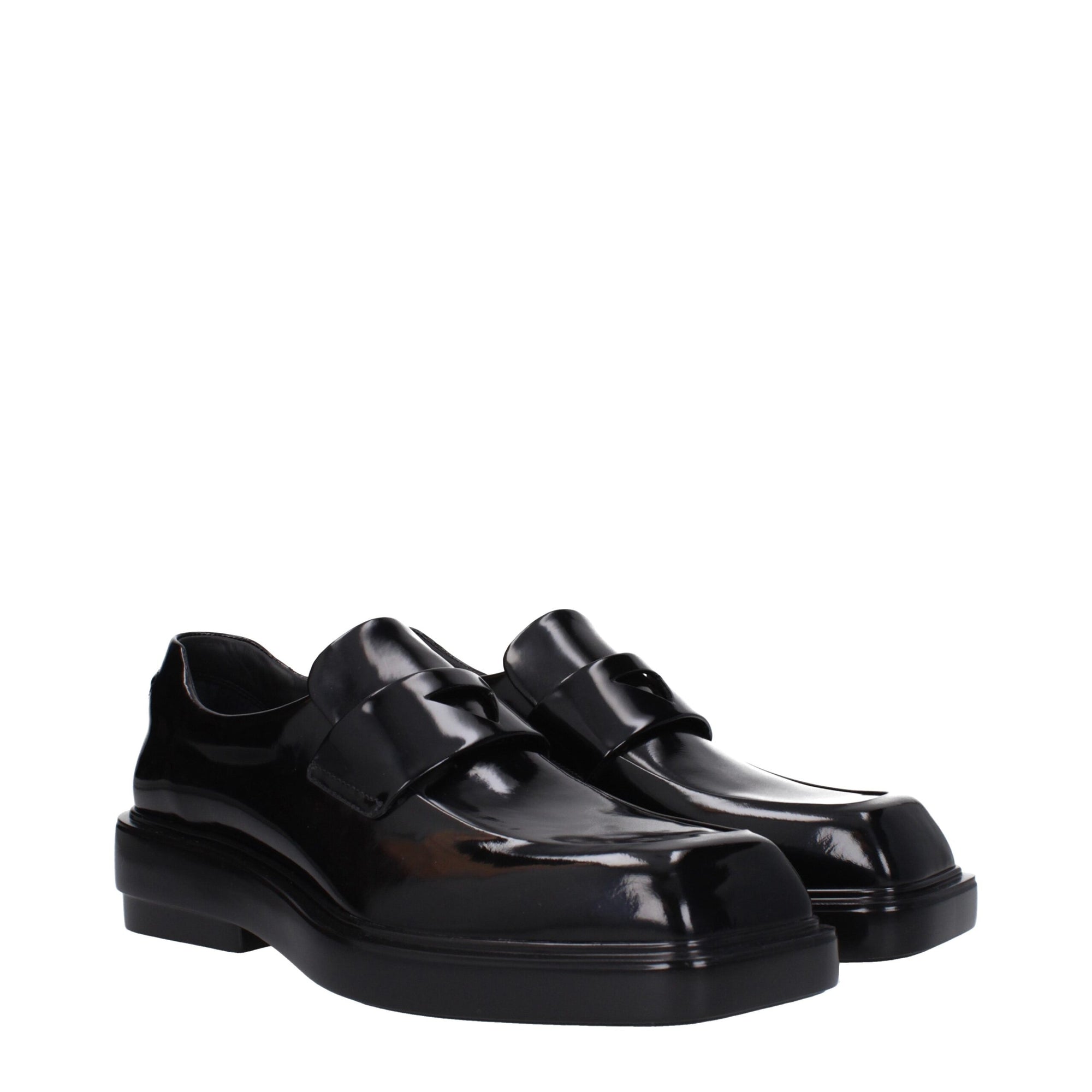 Prada Black Leather Slip-On Loafers