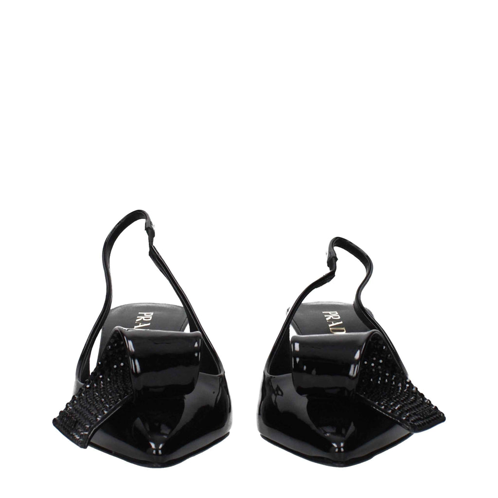 Prada Black Leather Stiletto Heel Sandals