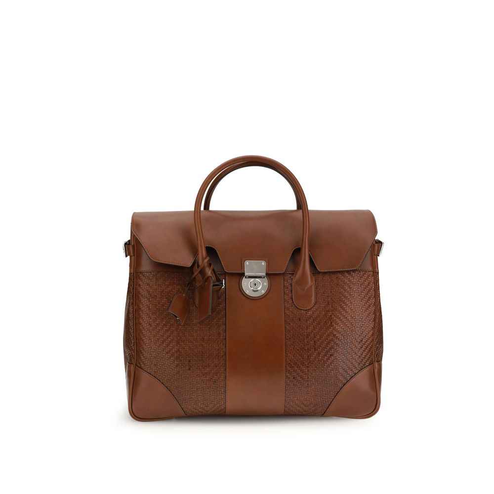 Brunello Cucinelli Brown Calf Leather Bos Taurus Shoulder Bag