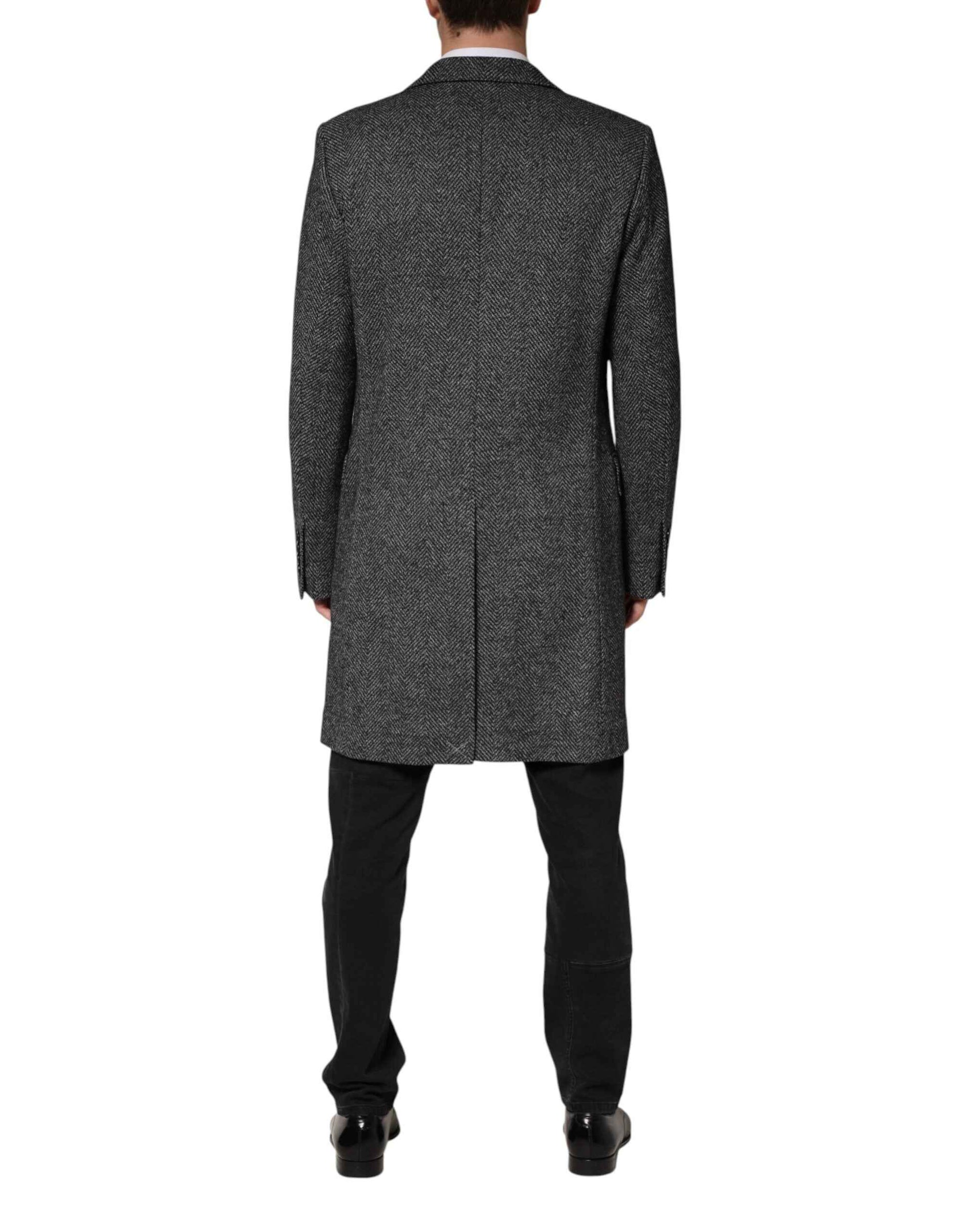 Dolce & Gabbana Gray Wool Blend Long Trench Coat Men Jacket