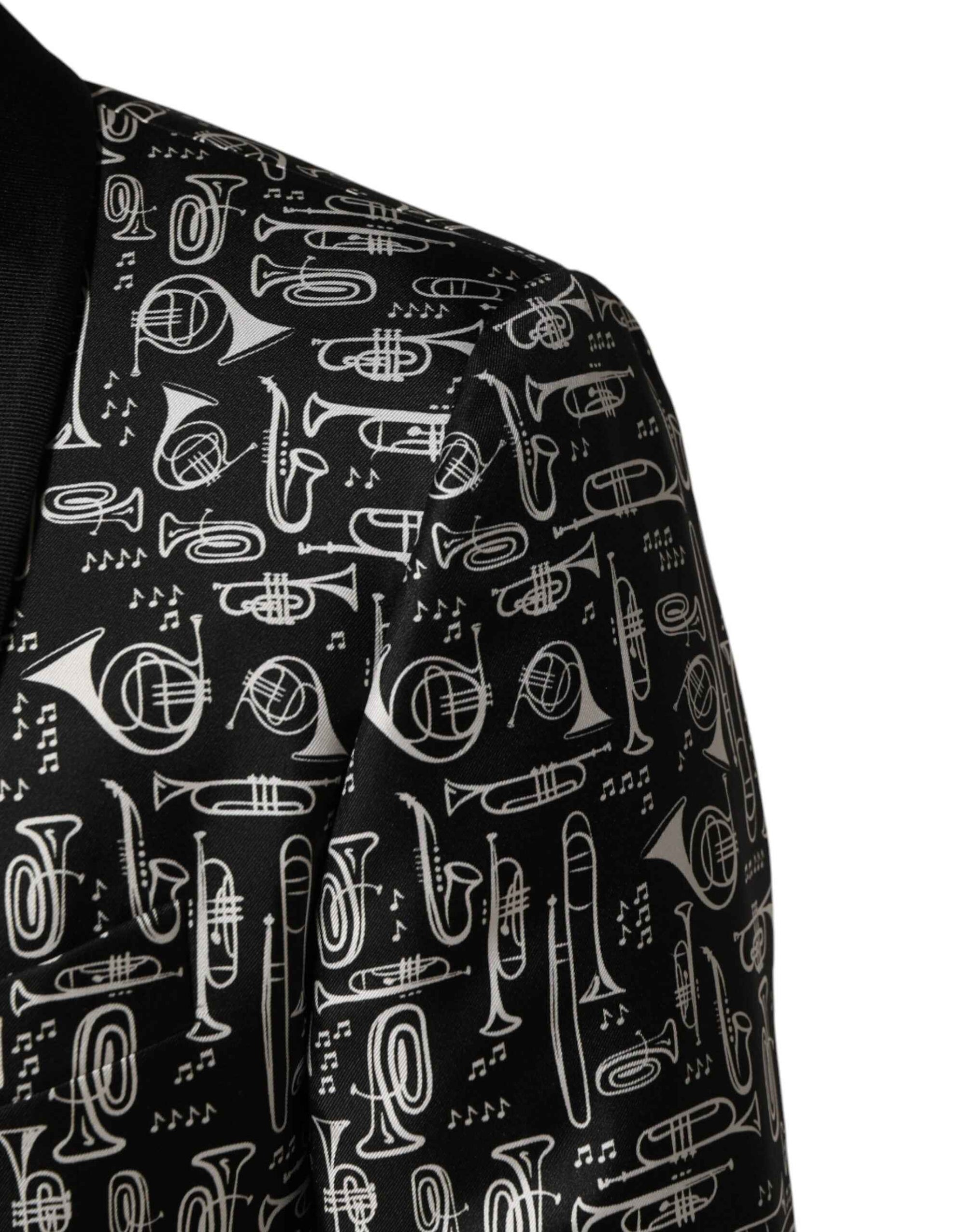 Dolce & Gabbana Black Jazz Club Silk Single Breasted Blazer