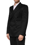 Dolce & Gabbana Black Cotton Double Breasted 2 Button Blazer
