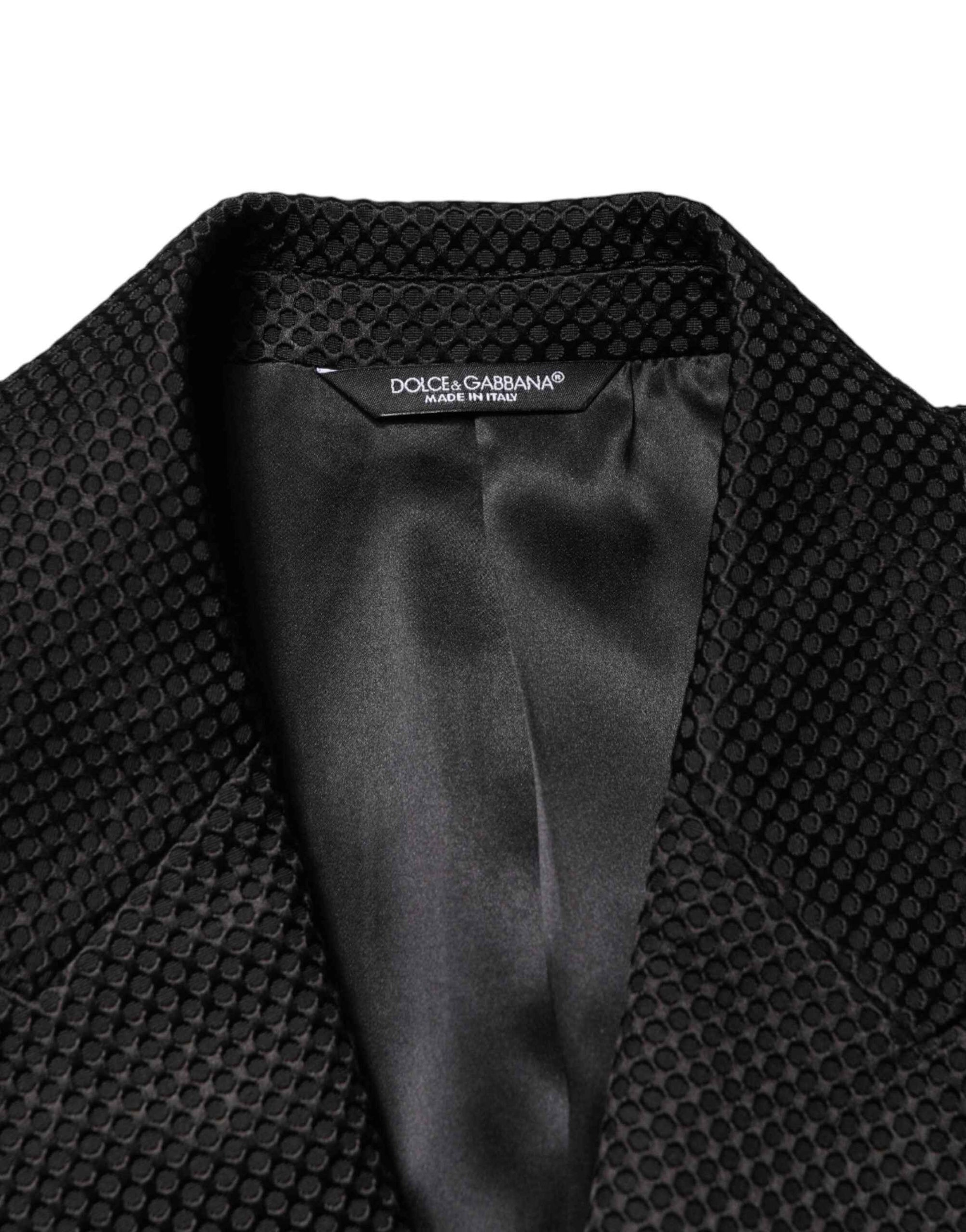 Dolce & Gabbana Black Cotton Double Breasted 2 Button Blazer