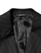 Dolce & Gabbana Black Stripes Double Breasted 2Button Blazer