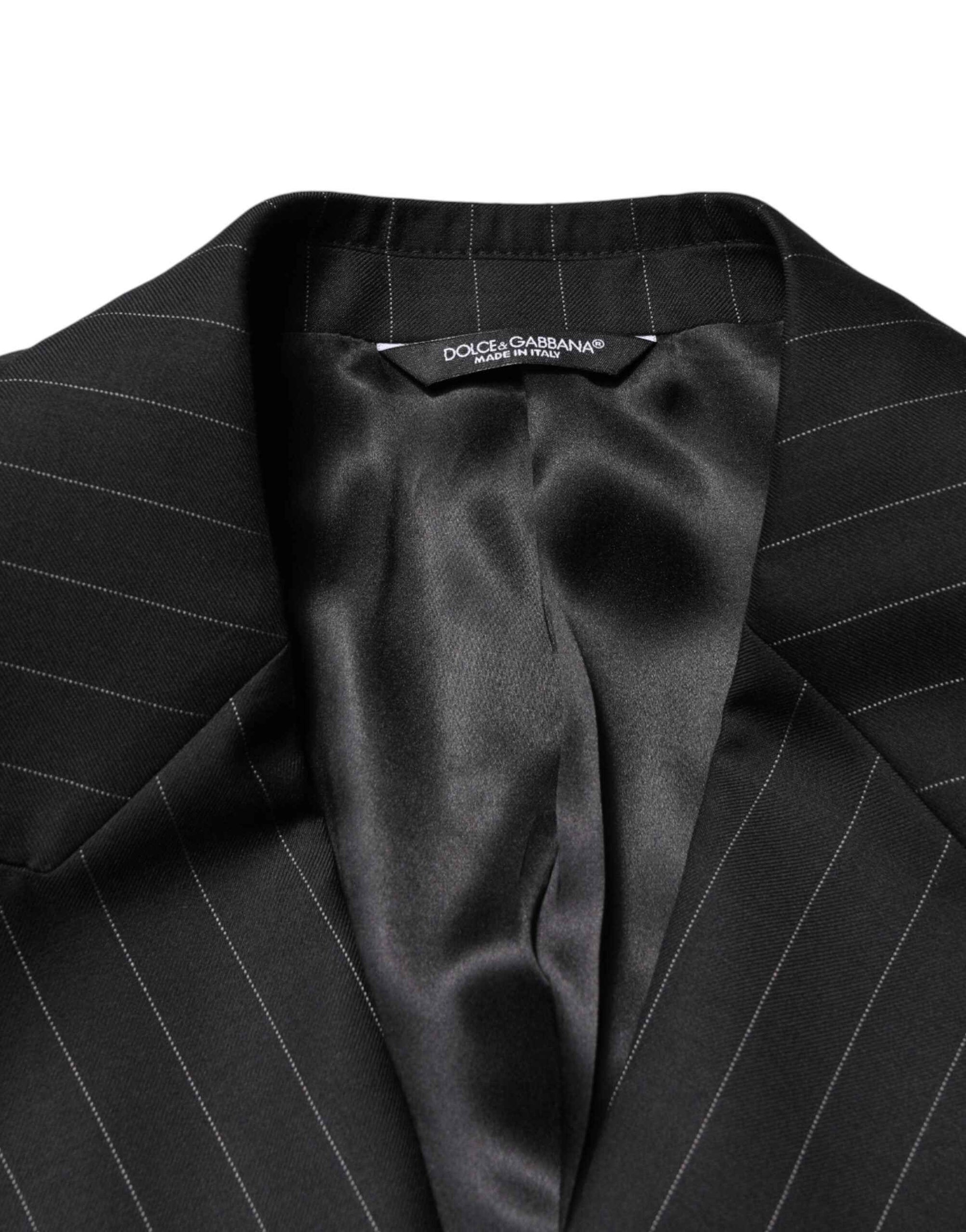 Dolce & Gabbana Black Stripes Double Breasted 2Button Blazer