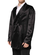 Dolce & Gabbana Black Silk Double Breasted 2 Button Blazer