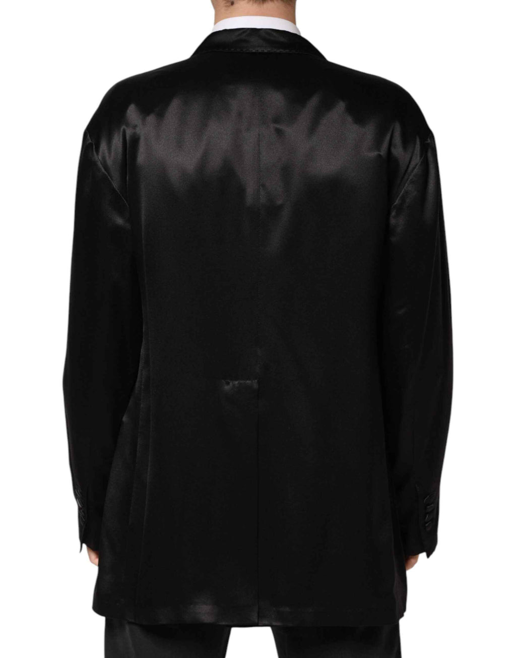 Dolce & Gabbana Black Silk Double Breasted 2 Button Blazer