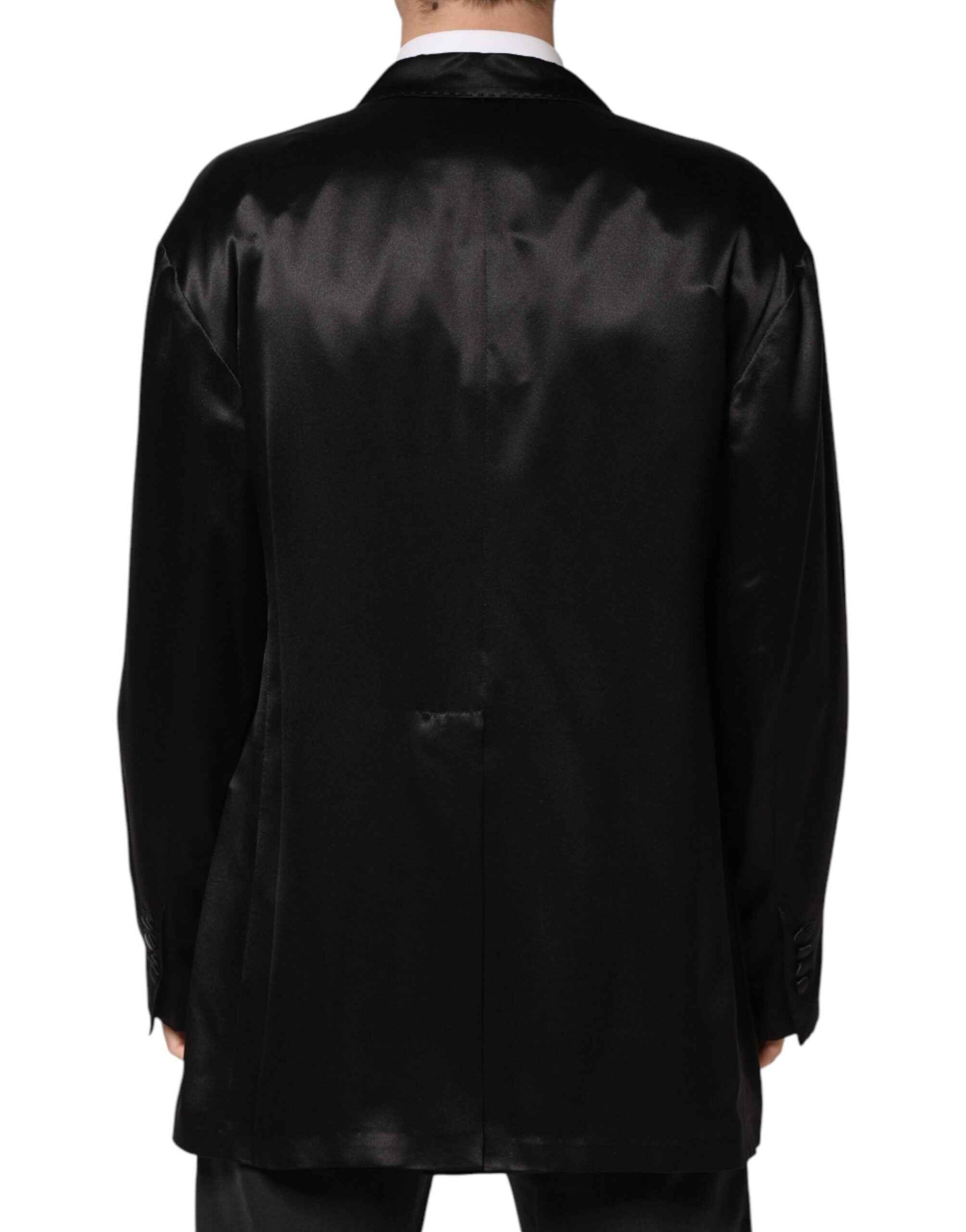 Dolce & Gabbana Black Silk Double Breasted 2 Button Blazer