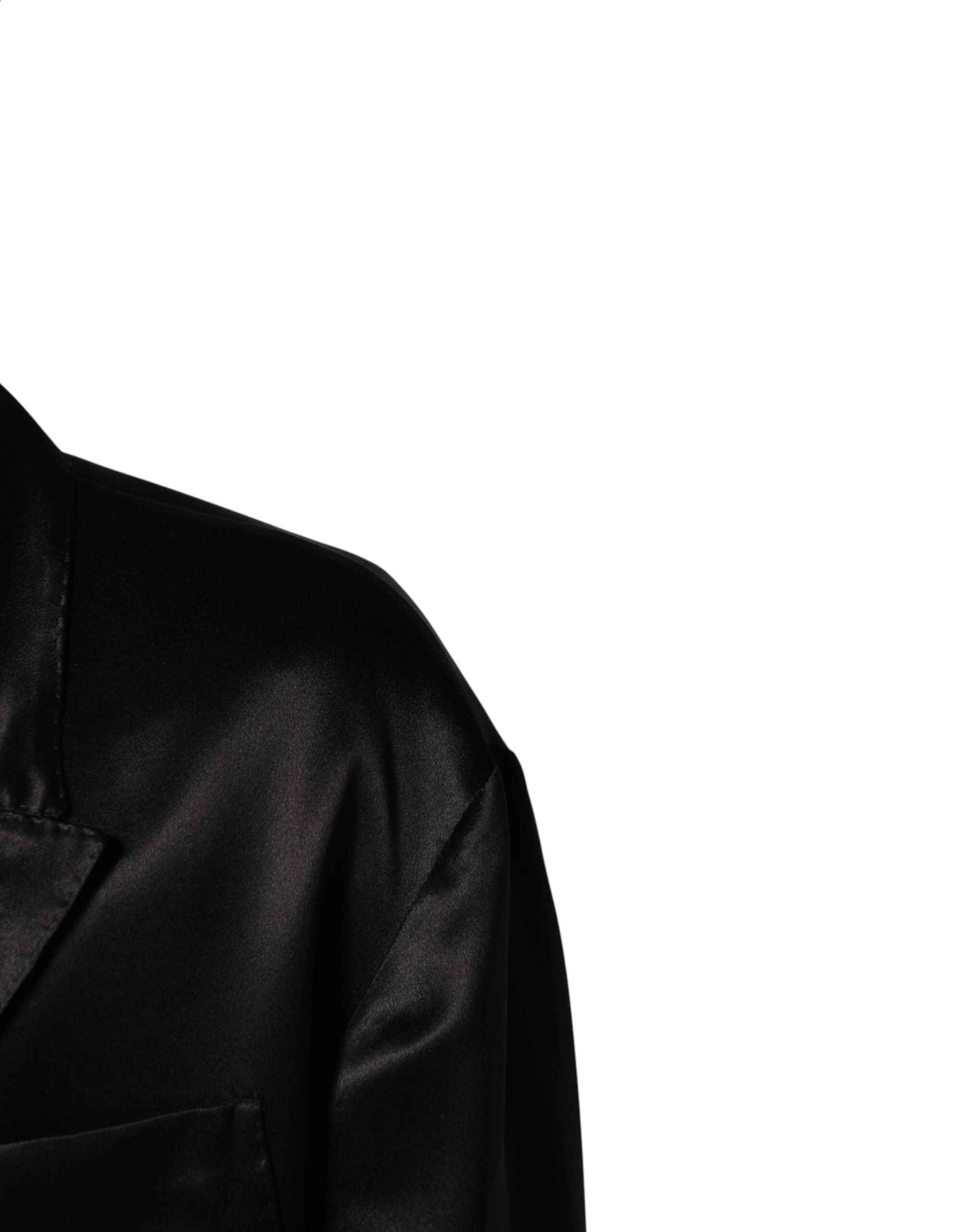 Dolce & Gabbana Black Silk Double Breasted 2 Button Blazer